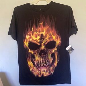 Men’s Halloween Flamming Skull Shirt